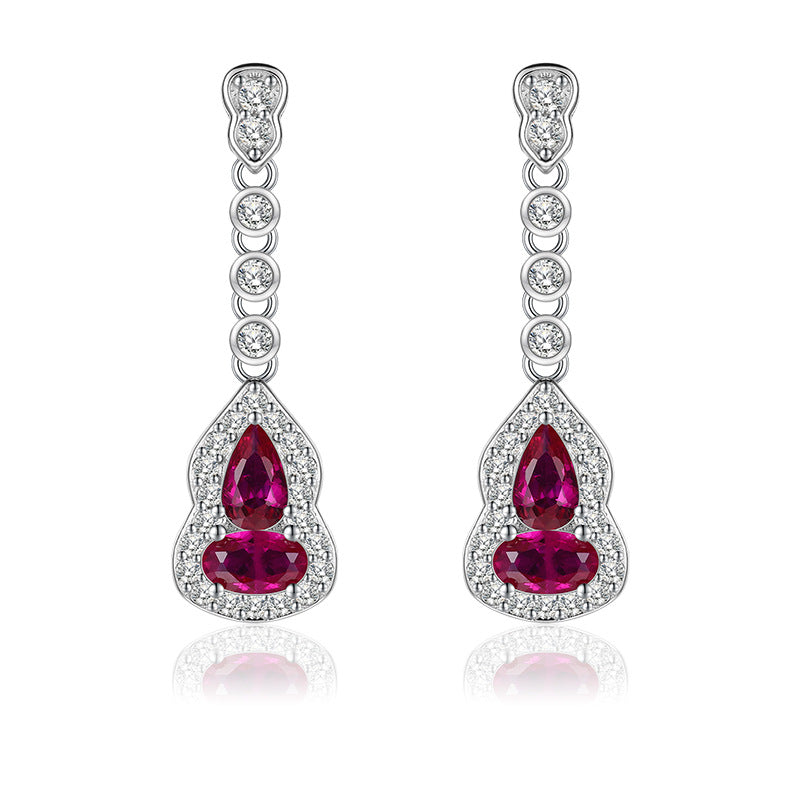 Pink Chain Dazzling Pear Cut Moissanite Diamonds Luxury 18k White Gold Plated Drop Earrings | Mix Mix Style-Mix MIx Style