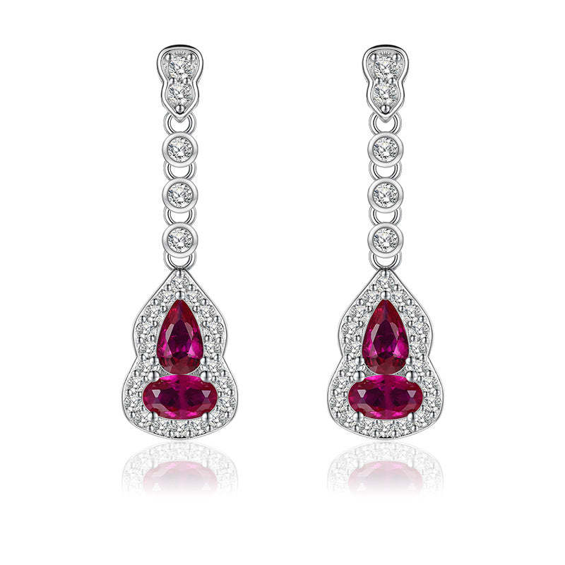 Pink Chain Dazzling Pear Cut Moissanite Diamonds Luxury 18k White Gold Plated Drop Earrings | Mix Mix Style-Mix MIx Style