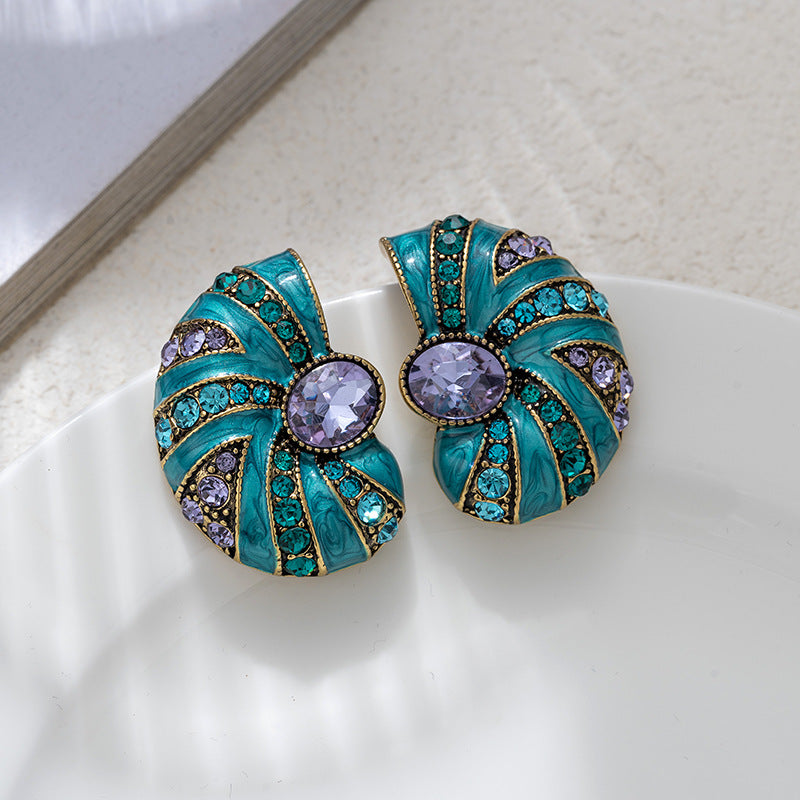 Vintage medieval earrings for women retro color oil drop palace style earrings new Chinese style French temperament earrings-Mix MIx Style