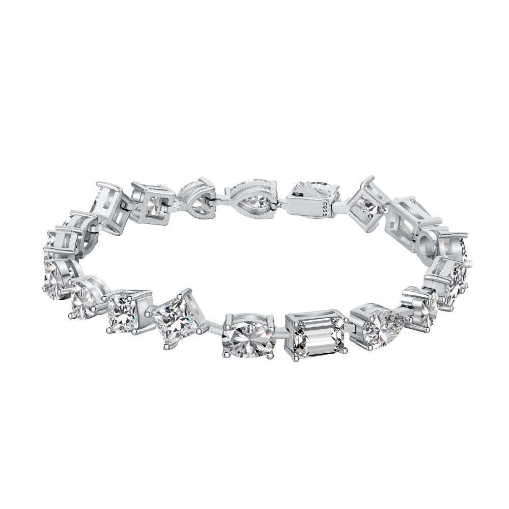 Linlang Jewelry S925 sterling silver full diamond zircon bracelet female high-end temperament special-shaped diamond tennis bracelet manufacturer wholesale-Mix MIx Style