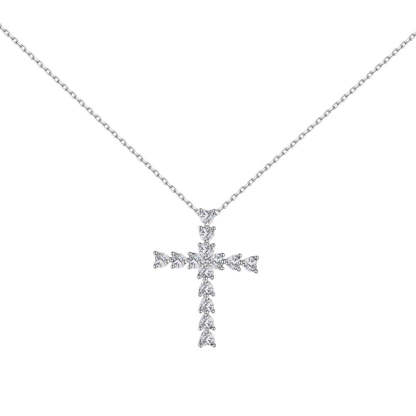 Linlang cross-border new S925 sterling silver cross necklace female European and American fashion ins3*3 heart-shaped zircon clavicle chain-Mix MIx Style