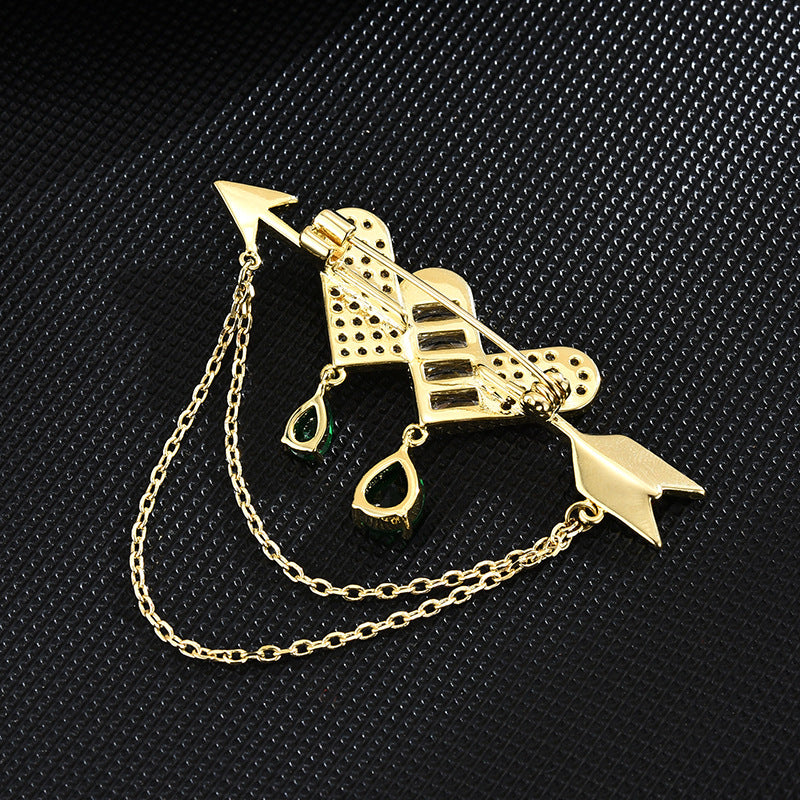 Design sense, all-match, light luxury, elegant, personality, one-arrow-through-the-heart tassel brooch, anti-exposure accessories, unisex brooch-Mix MIx Style