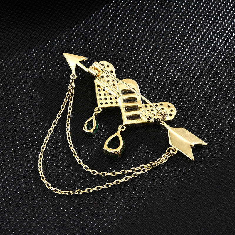 Design sense, all-match, light luxury, elegant, personality, one-arrow-through-the-heart tassel brooch, anti-exposure accessories, unisex brooch-Mix MIx Style