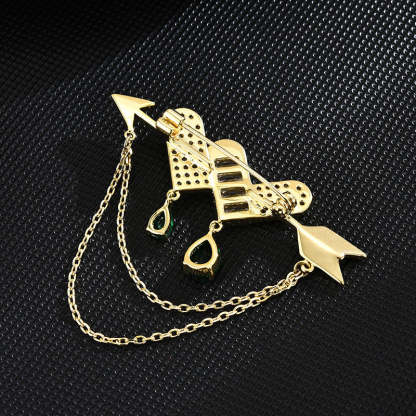 Design sense, all-match, light luxury, elegant, personality, one-arrow-through-the-heart tassel brooch, anti-exposure accessories, unisex brooch-Mix MIx Style