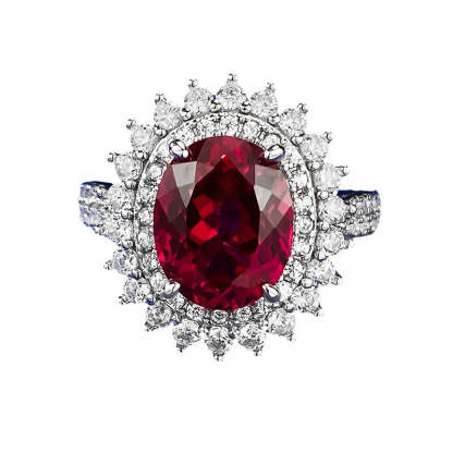 Vivid Red Oval Cut Moissanite Diamond 3ct 18k White Gold Engagement Ring | Mix Mix Style-Mix MIx Style