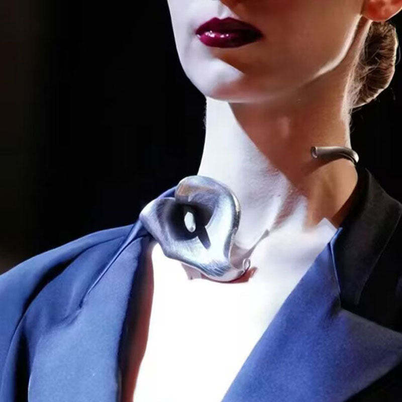 Silver Leaf Retro Pendant Luxurious 18k Gold Plated Open Necklace Jewelry | Mix Mix Style-Mix MIx Style