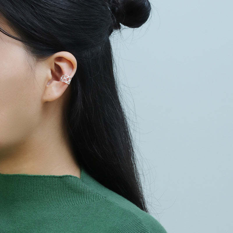 Looking for original Yuyin S925 sterling silver Suzhou Garden Begonia window lattice Chinese style and national trend ear bone clip without pierced ears-Mix MIx Style