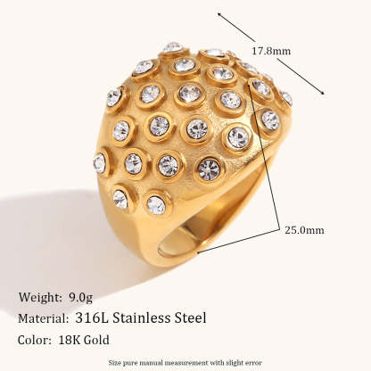 Antique Embellished Retro Colorful Diamonds Luxury 18k Vermeil Gold Plated Ring Jewelry | Mix Mix Style-Mix MIx Style