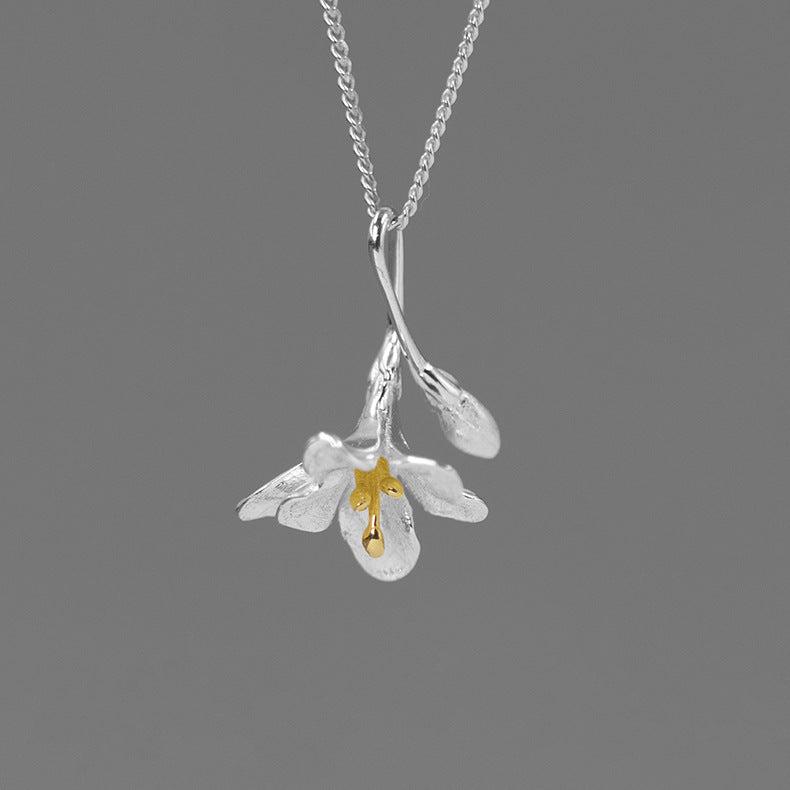Flower White Retro Classic Pendant Dainty Luxury 18k White/Vermeil Gold Plated Necklace Jewelry | Mix Mix Style-Mix MIx Style