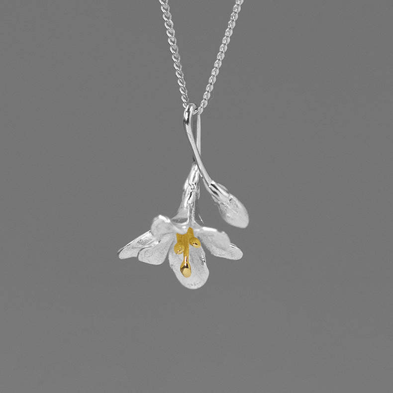 Flower White Retro Classic Pendant Dainty Luxury 18k White/Vermeil Gold Plated Necklace Jewelry | Mix Mix Style-Mix MIx Style