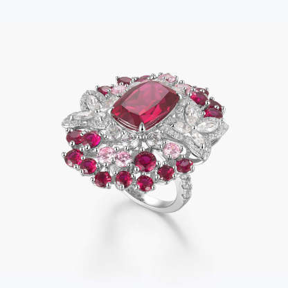Luxurious Red Centre Radiant Cut Diamond 5ct 18k White Gold Plated Engagement Ring | Mix Mix Style-Mix MIx Style