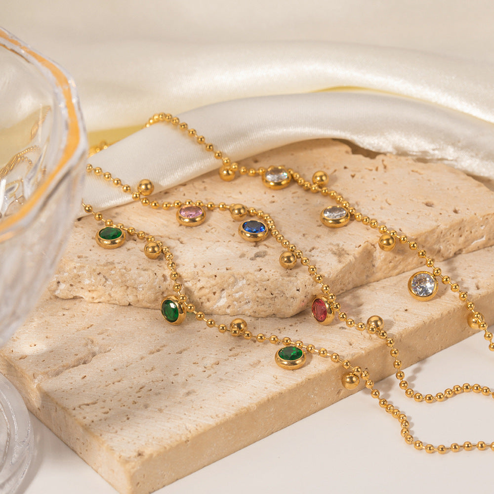 Retro Bracelet 18K Gold Plated Color Moissanite Tassel Anklet | Mix Mix Style-Mix MIx Style