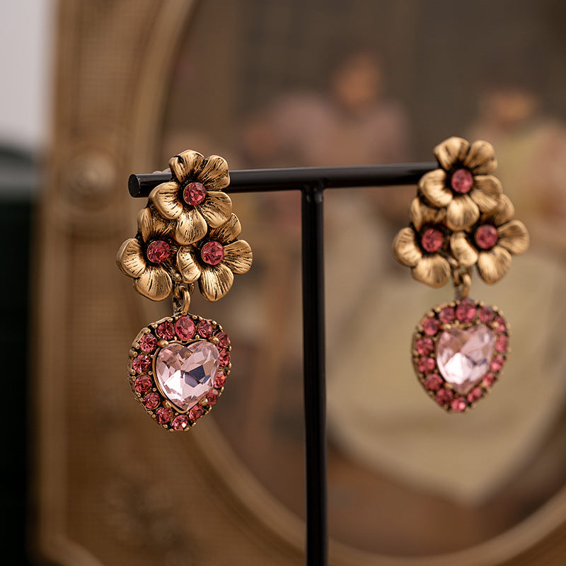 Love flower earrings for women, vintage rose earrings, personalized old palace style earrings-Mix MIx Style