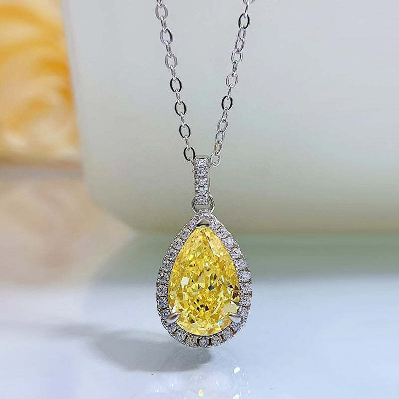Pink - Yellow Timeless Pear Cut Moissanite Diamond 4ct Pendant Elegant