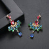 Multicolor Dazzling Pear Cut Moissanite Diamonds Luxury 18k Vermeil Gold Plated Vintage Retro Drop Earrings | Mix Mix Style-Mix MIx Style