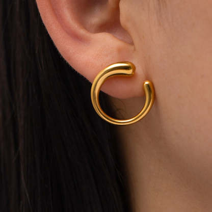 Circle Micro Moissanite Diamonds Luxury 18k Vermeil Gold Plated Vintage Retro Stud Earrings | Mix Mix Style-Mix MIx Style