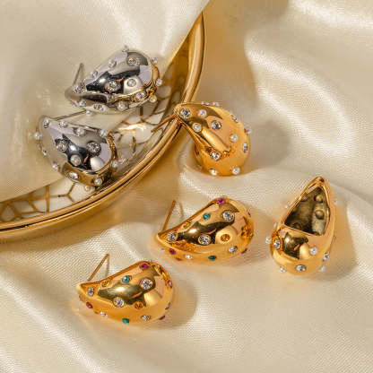 Water Drop Shaped Embellished White Moissanite Diamonds Luxury 18k Vermeil/White Gold Plated Drop Earrings | Mix Mix Style-Mix MIx Style