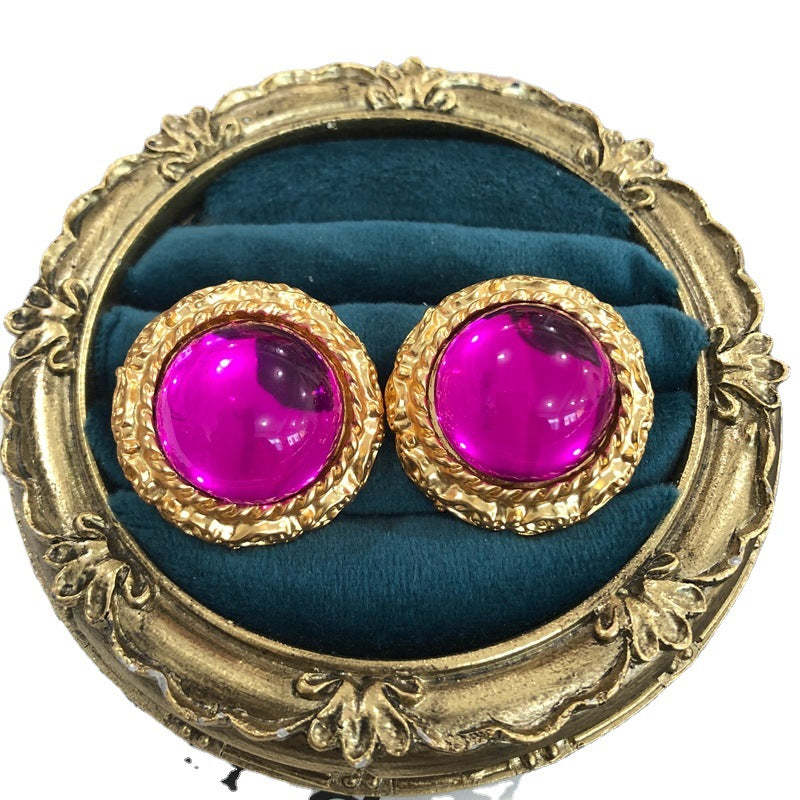 Pink - Red - Green Classic Round Moissanite Diamonds Elegant 18k Vermeil Gold Plated Stud Earrings | Mix Mix Style-Mix MIx Style