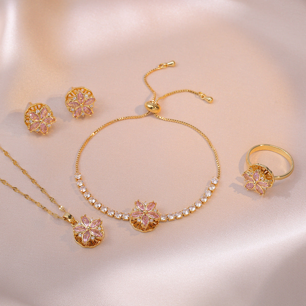 Moissanite Necklace Earrings Set New Design 18K Gold Plated Jewelry Mix Mix Style [Hot Seller]-Mix MIx Style