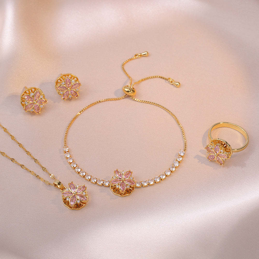Moissanite Necklace Earrings Set New Design 18K Gold Plated Jewelry Mix Mix Style [Hot Seller]-Mix MIx Style
