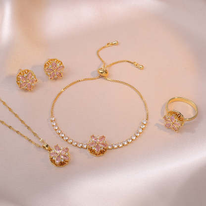 Moissanite Necklace Earrings Set New Design 18K Gold Plated Jewelry Mix Mix Style [Hot Seller]-Mix MIx Style