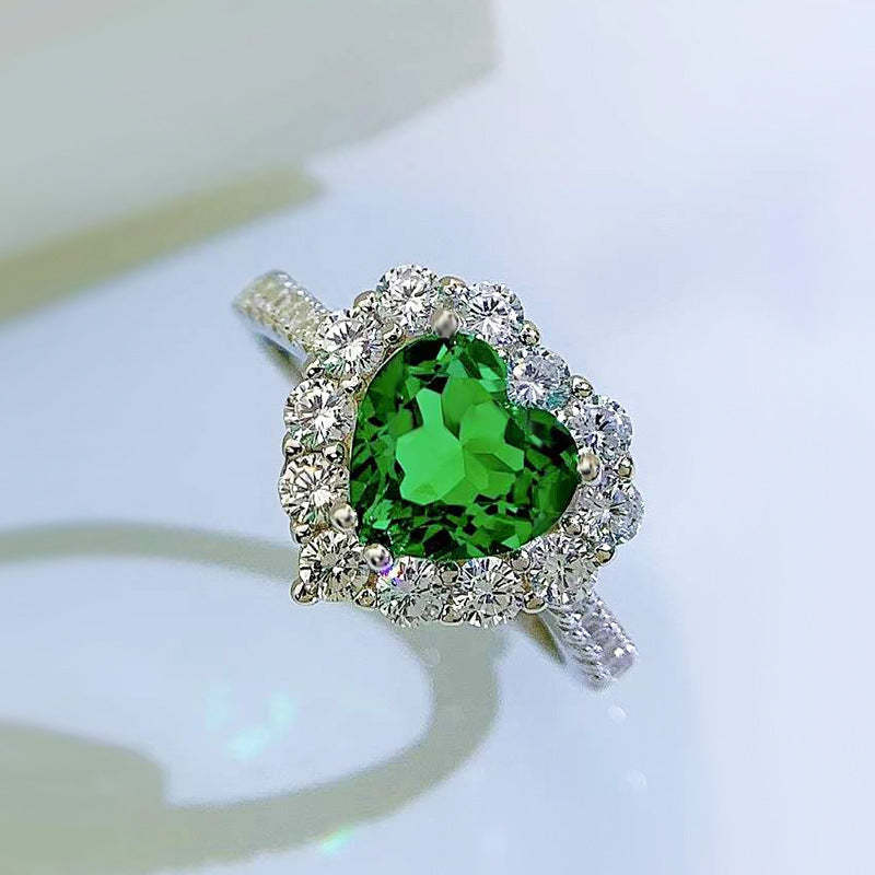 Mujing Jewelry 2023 new high 3ct carbon diamond 925 sterling silver ring inlaid with 8*8 heart-shaped luxury full diamond retro ring-Mix MIx Style