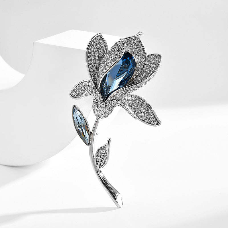Tulip brooch high-end 2023 new fashion female temperament brooch autumn and winter crystal pin for elders and mothers-Mix MIx Style