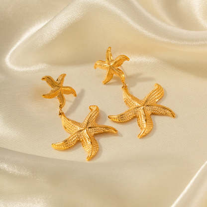 Starfish Shaped Timeless Elegant 18k Vermeil Gold Plated Drop Earrings | Mix Mix Style-Mix MIx Style