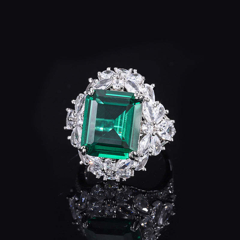 2023 New Simulated Emerald Square Set Pendant 8*16 Ring 12*14 Earrings 6*8 Silver S925-Mix MIx Style
