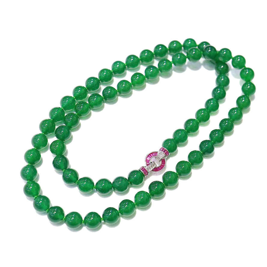 Green Vintage Round Gemstone Luxury 18k White Gold Plated Necklace Jewelry | Mix Mix Style-Mix MIx Style