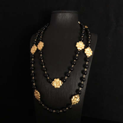 Flowers Yellow Beads Vintage Retro Classic Luxury 18k Gold Vermeil Plated Necklace Earrings Jewelry Set | Mix Mix Style-Mix MIx Style