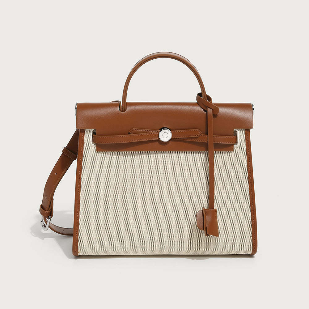High-end bag 2024 new canvas Kelly bag handbag large capacity shoulder messenger bag commuter large bag for women-Mix MIx Style