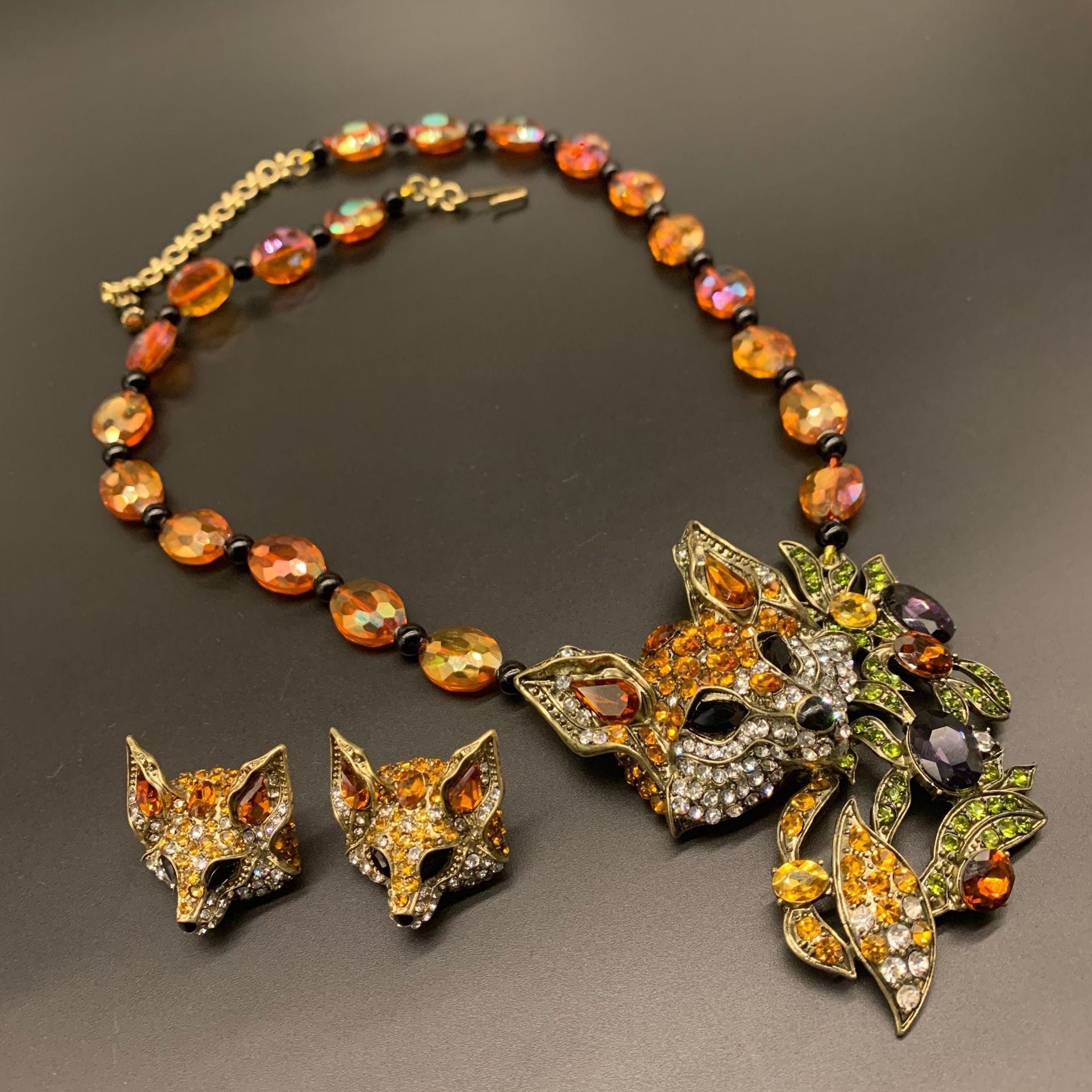 Glaze Necklace Fox-shaped Design Vintage Necklace Antique Jewelry Set | Mix Mix Style [Hot Seller]-Mix MIx Style