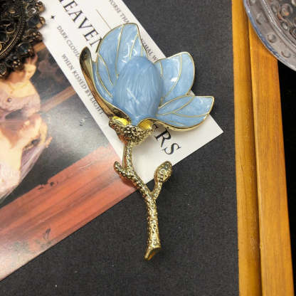 Classic temperament, versatile multi-color enamel glaze magnolia brooch, Western, medieval, high-end retro corsage brooch-Mix MIx Style