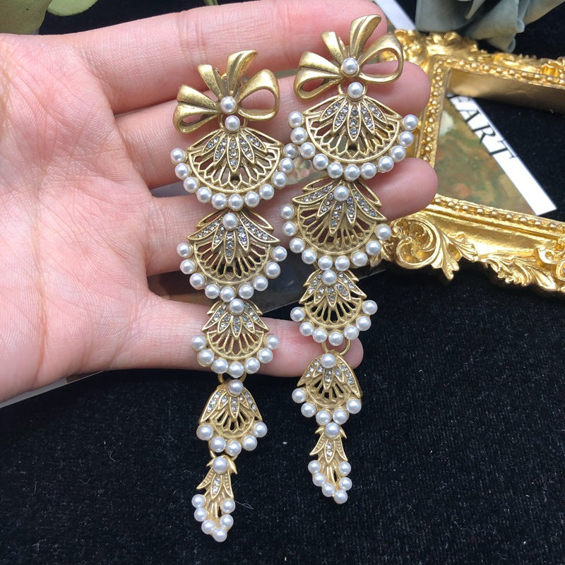 Retro Classic White Akoya Pearls Luxury Elegant 18k Gold Plated Necklace Drop Earring Jewelry Set | Mix Mix Style-Mix MIx Style