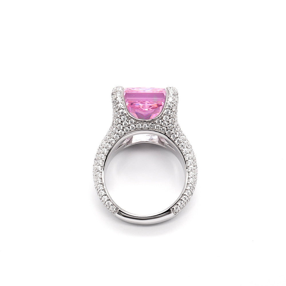 Elegant Pink Radiant Cut Diamond 4ct 18k White Gold Plated Engagement Ring | Mix Mix Style-Mix MIx Style