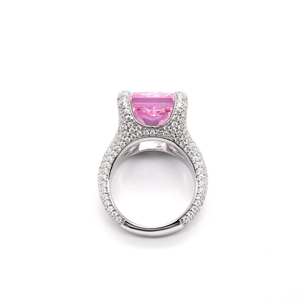 Elegant Pink Radiant Cut Diamond 4ct 18k White Gold Plated Engagement Ring | Mix Mix Style-Mix MIx Style