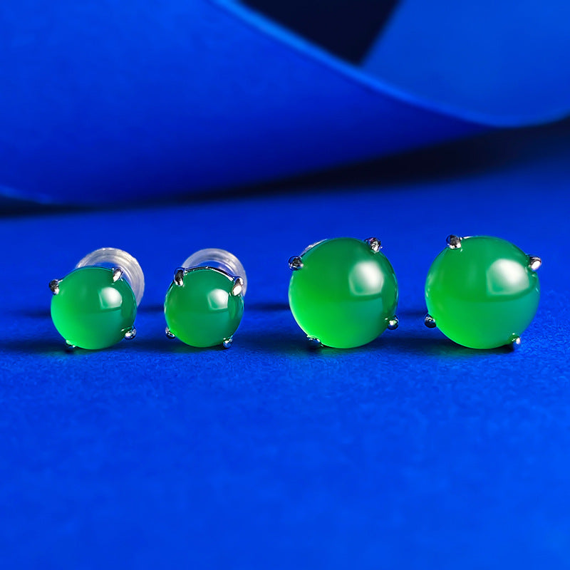 Minimalist Dainty Classic Green Claw Moissanite Diamonds 18k White Gold Plated Stud Earrings | Mix Mix Style-Mix MIx Style
