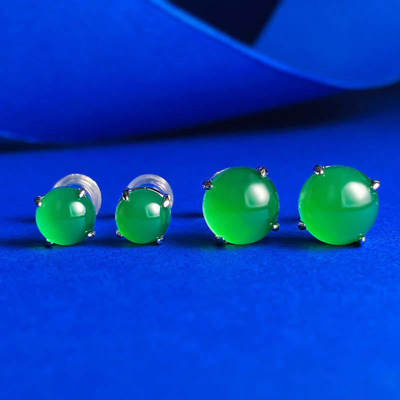 Minimalist Dainty Classic Green Claw Moissanite Diamonds 18k White Gold Plated Stud Earrings | Mix Mix Style-Mix MIx Style