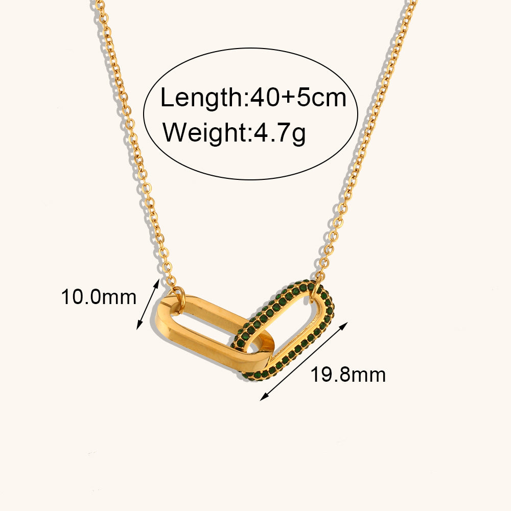 Love Retro Joined Pendant Black Diamonds Luxury Chain 18k Vermeil Gold Plated Necklace Jewelry | Mix Mix Style-Mix MIx Style