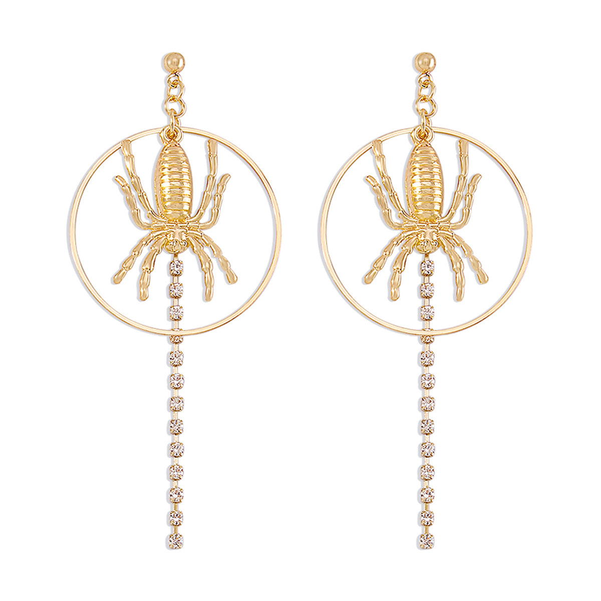Spider 3D Tassel Trendy Moissanite Diamonds 18k Vermeil Gold Plated Drop Earrings | Mix Mix Style-Mix MIx Style