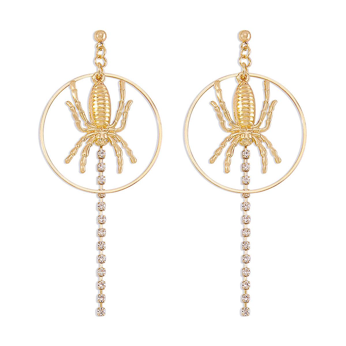Spider 3D Tassel Trendy Moissanite Diamonds 18k Vermeil Gold Plated Drop Earrings | Mix Mix Style-Mix MIx Style
