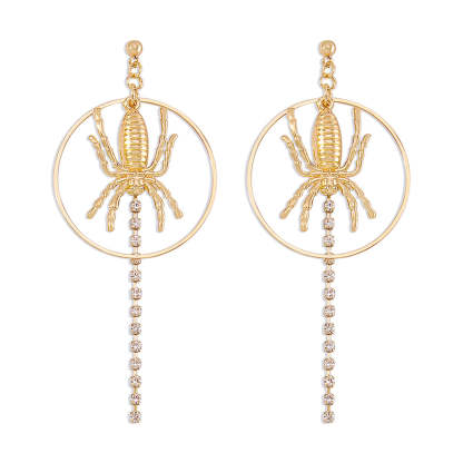 Spider 3D Tassel Trendy Moissanite Diamonds 18k Vermeil Gold Plated Drop Earrings | Mix Mix Style-Mix MIx Style