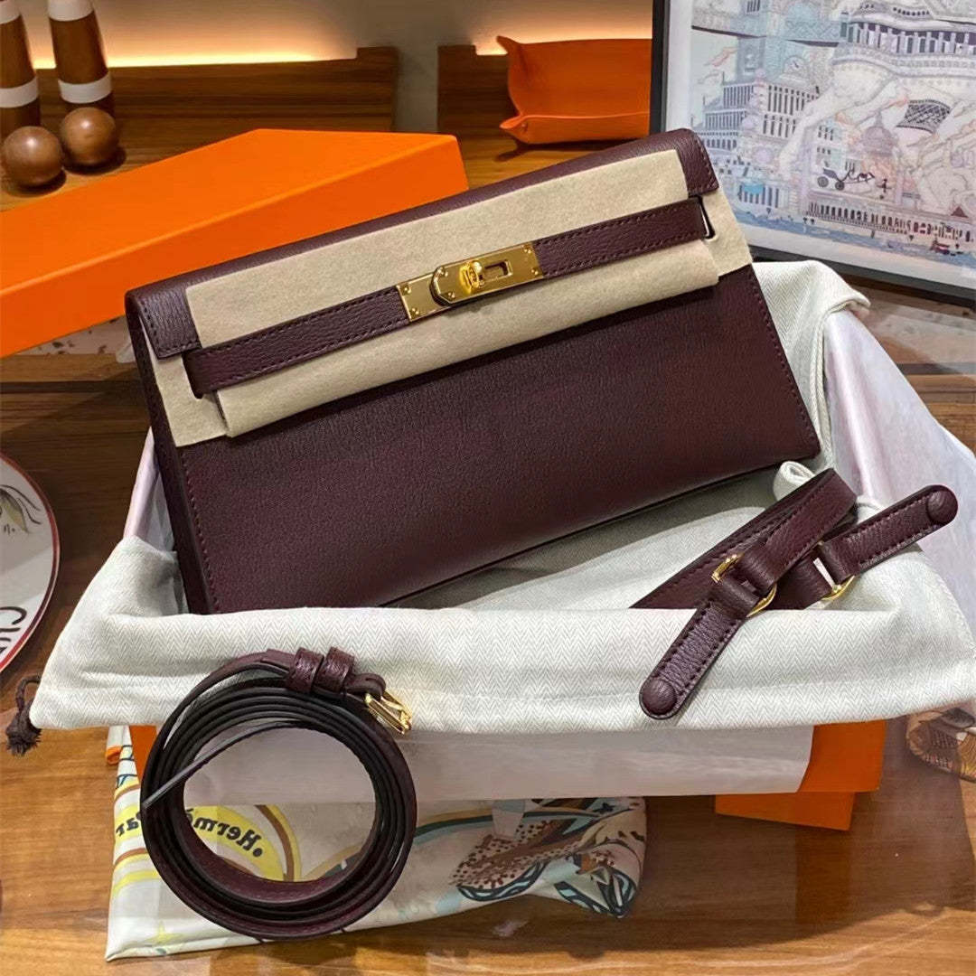 2023 new goat pattern Kelly elan underarm bag high-end shoulder messenger bag horizontal retro clutch bag-Mix MIx Style