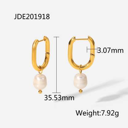 Classic Timeless White Akoya Pearls & Moissanite Diamonds Elegant 18k Vermeil Gold Plated Hoop/Drop Earrings | Mix Mix Style-Mix MIx Style