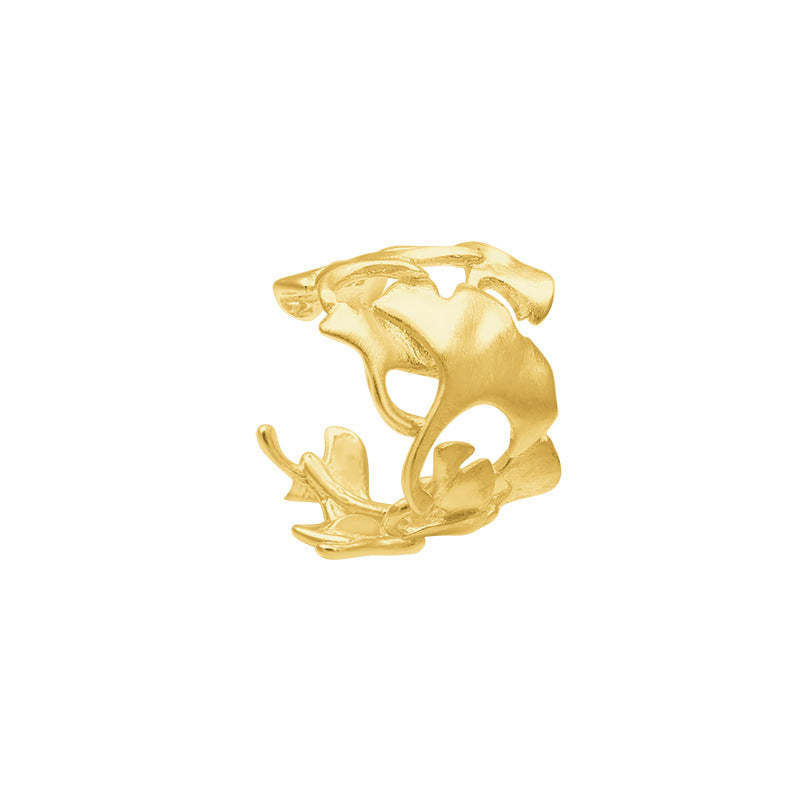 Looking for original late autumn sterling silver ginkgo leaf ear cuff niche design French pierced earrings-Mix MIx Style