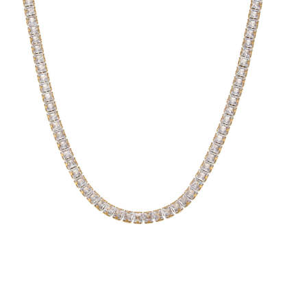 Chain Classic Pendant White Diamonds Luxury 18k Vermeil Gold Plated Necklace Bracelet Jewelry Set | Mix Mix Style-Mix MIx Style