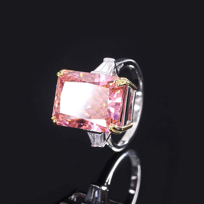 Retro women's jewelry high carbon diamond padparadscha simple fashion women's suit S925 silver 12*16 10*10-Mix MIx Style