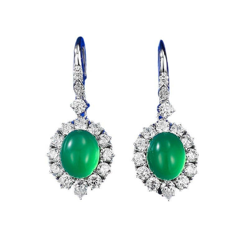 Green & White Classic Timeless Moissanite Diamonds Elegant 18k White Gold Plated Drop Earrings | Mix Mix Style-Mix MIx Style