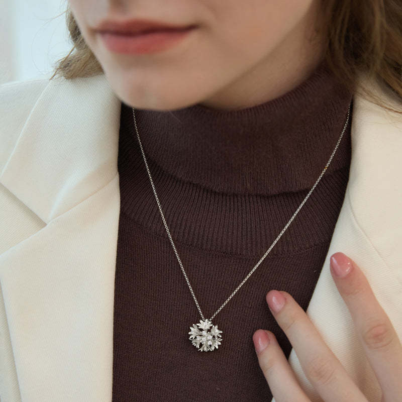 Golden Dainty Retro Flower Pendant Round Cut Diamonds Luxury 18k Gold Plated Necklace Jewelry | Mix Mix Style-Mix MIx Style